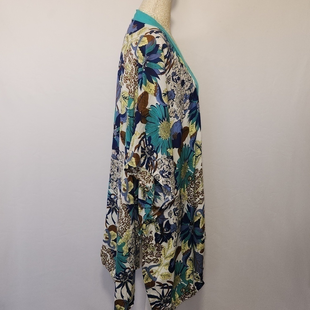 Do Everything In Love Women's Tropical Print Open Front Kimono Cardigan Beach - Picture 7 of 13